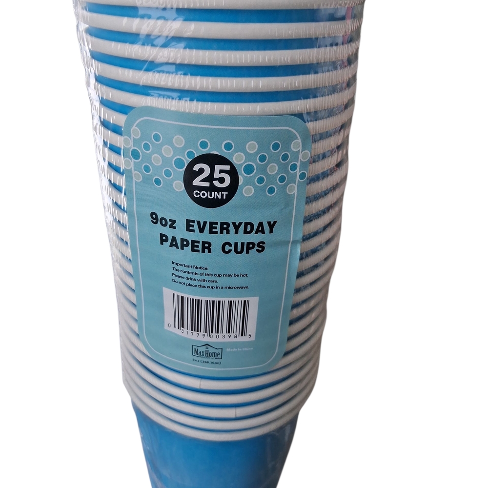 No Boundaries Blue and White Everyday Paper Cups - 25 Pack